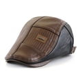 thumbnail image 2 of Boina de cuero PU para hombre, gorro de pico de pato de imitación, gorra Newsboy, gorra de espiga de mediana edad, gorra plana con visera para papá, Otoño e Invierno, 2 of 4