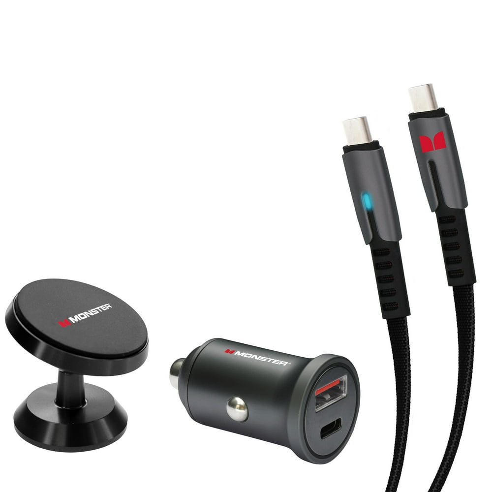 Monster Universal Smartphone Kit, Phone Mount, Car Charger and Type C