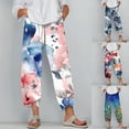 thumbnail image 4 of Womens Pants Capris Pants Summer Trendy Printed Comfortable with Pockets Pink Trousers Pants for Women L, 4 of 5