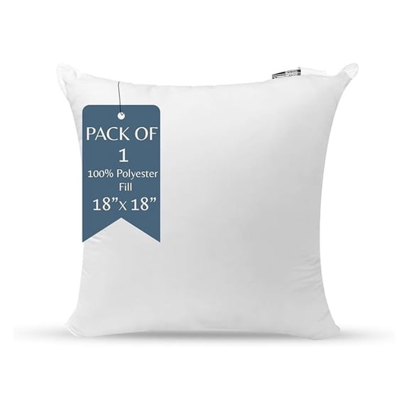White Throw Pillow Insert, 18x18 Overstuffed Polyester Sham Stuffer, Pillow Forms for Couches or Bedrooms