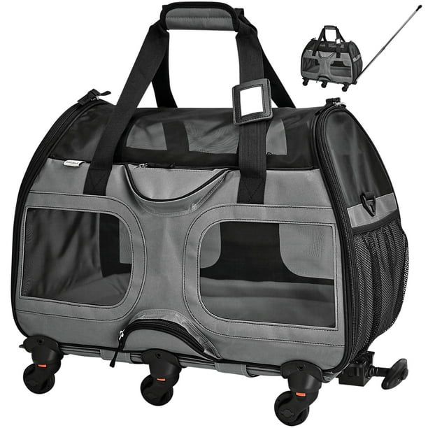 Katziela Pet Carrier with Removable Wheels Soft Sided, Airline