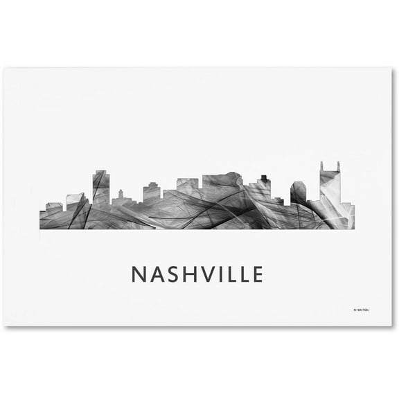 Trademark Fine Art 'Nashville Tennessee Skyline WB-BW' Canvas Art by Marlene Watson