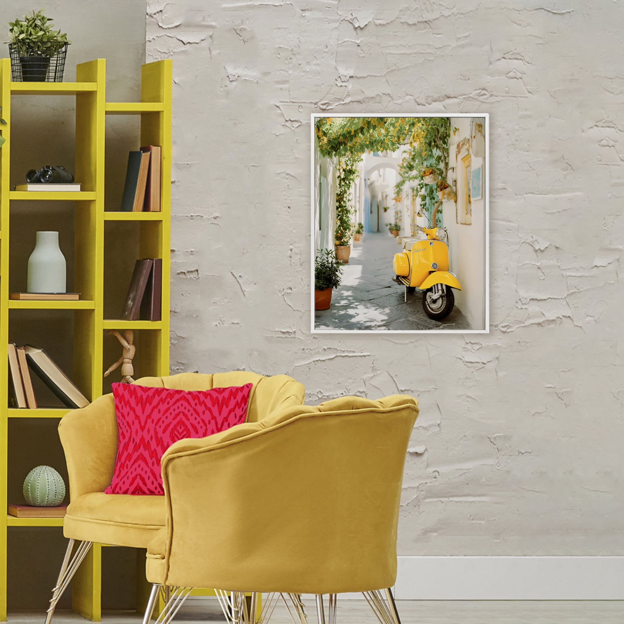 Stupell Industries Vacation Ride Through Alley White Framed Giclee Art, design by Franklyn Gregory