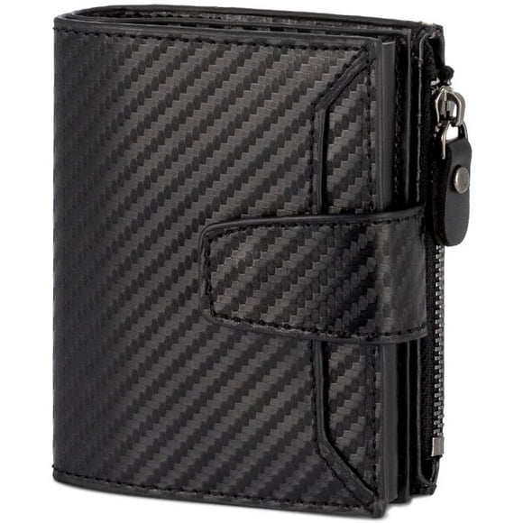 Card Wallet Men RFID Blocking Slim Wallets with Pop Up Credit Card Holder 2 in 1 Minimalist Anti-Theft Purse with Zip Coin Pocket