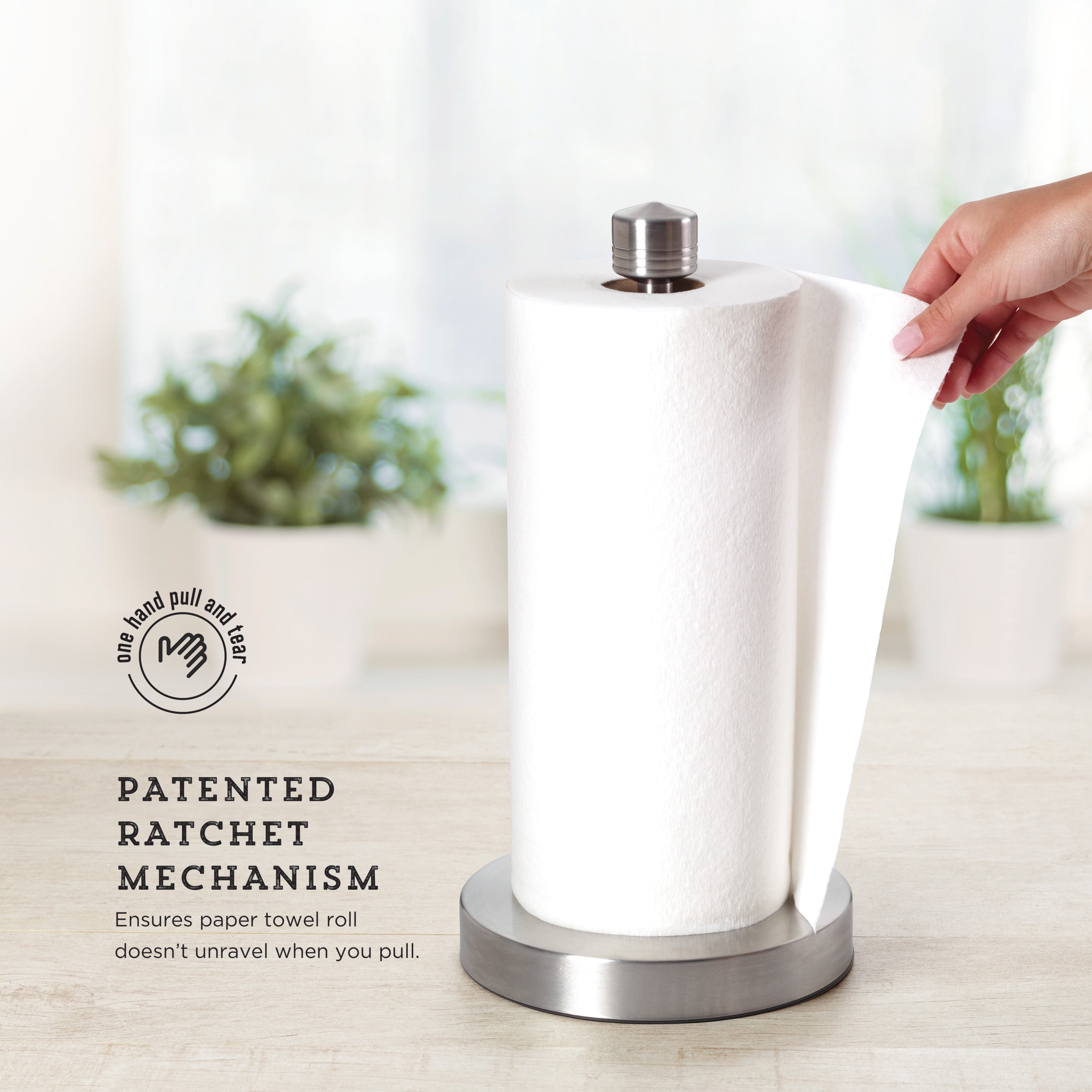 Paper Towel Holder Stainless Steel - One Hand Tear Paper Towel