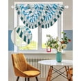 thumbnail image 3 of Colorful Stripe Sheer Waterfall Valance Curtains for Window, Modern Teal Blue Green Vertical Striped Rod Pocket Sheer Topper Swag Curtains for Living Room, Kitchen 38.5"W x 47.2"L, 1 Panel, 3 of 7