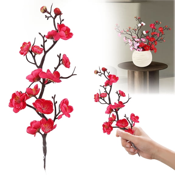 Verdsylv 30cm Artificial Plum Blossom Branches, Winter Flower Stems for Minimalist Vase Arrangements, Zen Table Centerpieces, Chinese New Year Decor, and Oriental Home Styling