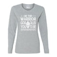 thumbnail image 2 of Wild Bobby Be The Warrior God Called You To Be Inspirational/Christian Women Graphic Long Sleeve Tee, Heather Grey, XX-Large, 2 of 5