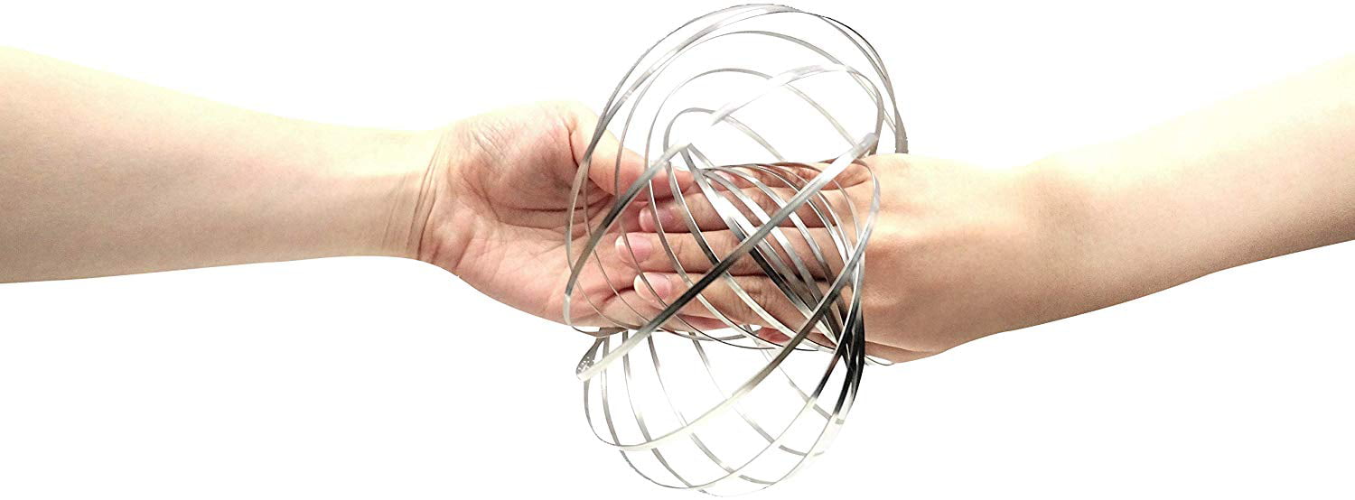 Metal Slinky Fidget Bracelet Magic 3D Kinetic AIRGLOW Stainless Steel Flow Ring 