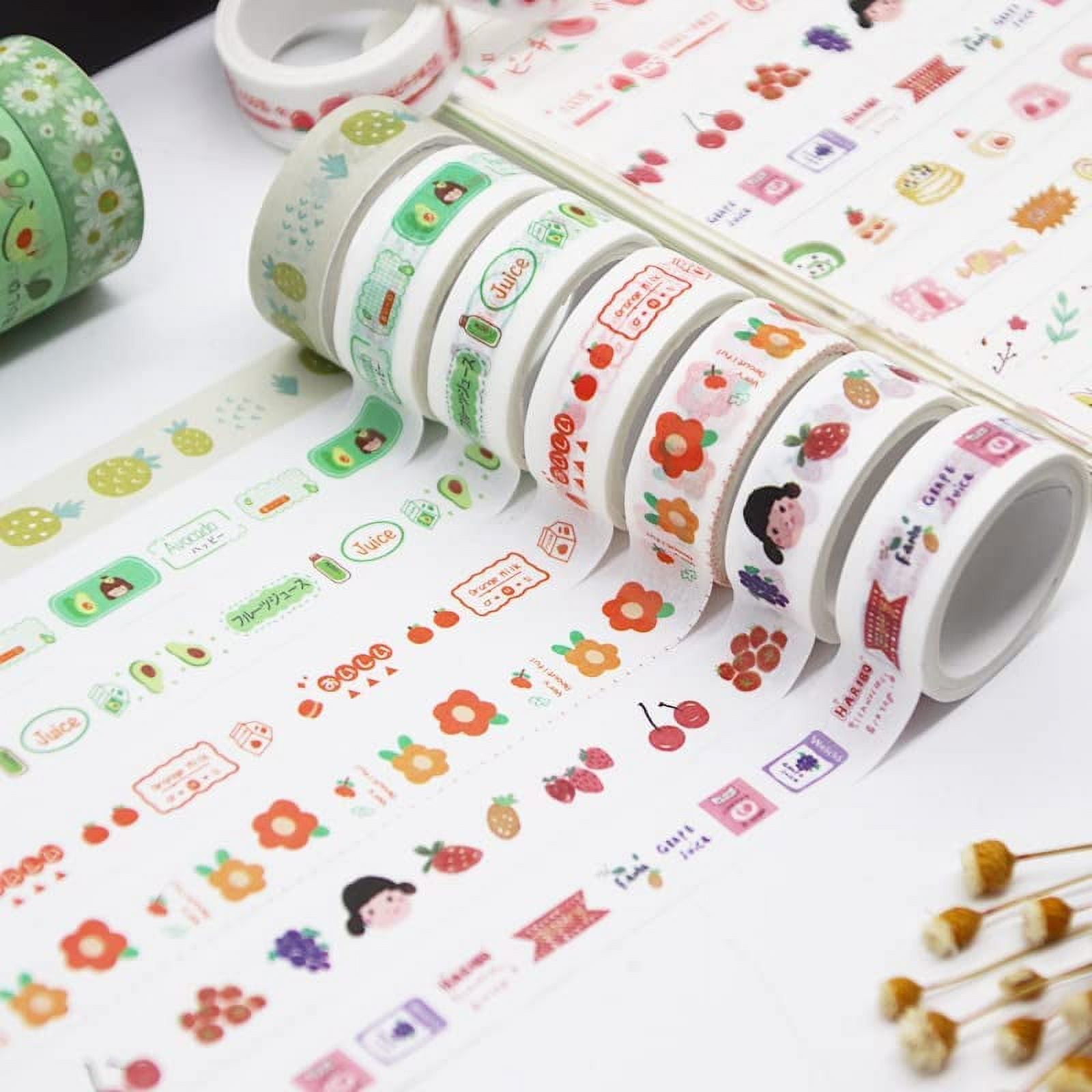 CUNCUN Cute Washi Tape Memo Pad Stickers Set, 10 Rolls Summer Outing