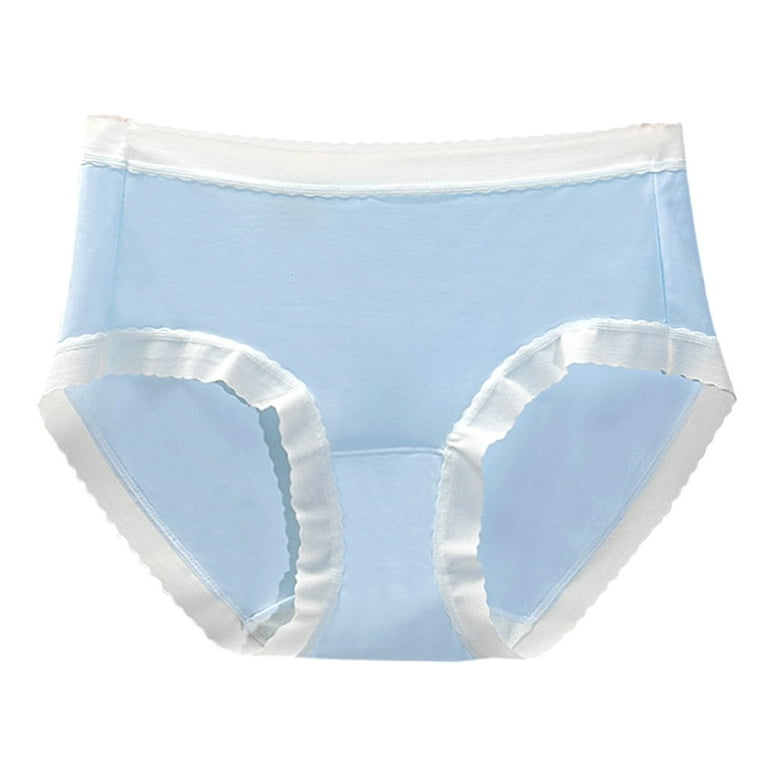 CAICJ98 Cotton Underwear For Women Women Solid Color Matching Bow Tie  Cotton No Traces Underwear Ladies Mid Waisted Briefs Panties Light Blue,L