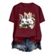 thumbnail image 5 of Tops de Cuello Alto para las Mujeres Amante Impreso Camiseta Cuello Redondo Manga Corta, Poliéster Spandex, 5 of 7