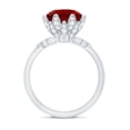thumbnail image 2 of Rosec Jewels Floral Bridal Ring Set with Lab Created Ruby and Moissanite - AAAA Grade - 10 mm, 10K White Gold, US 4.50, 2 of 8