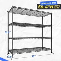 REIBII 4-Tier Heavy Duty Metal Wire Shelving Unit,800lbs Capacity Adjustable Steel Storage Rack for Garage, Kitchen & Pantry,45 "W x 59.4 "H x 13.5 "D