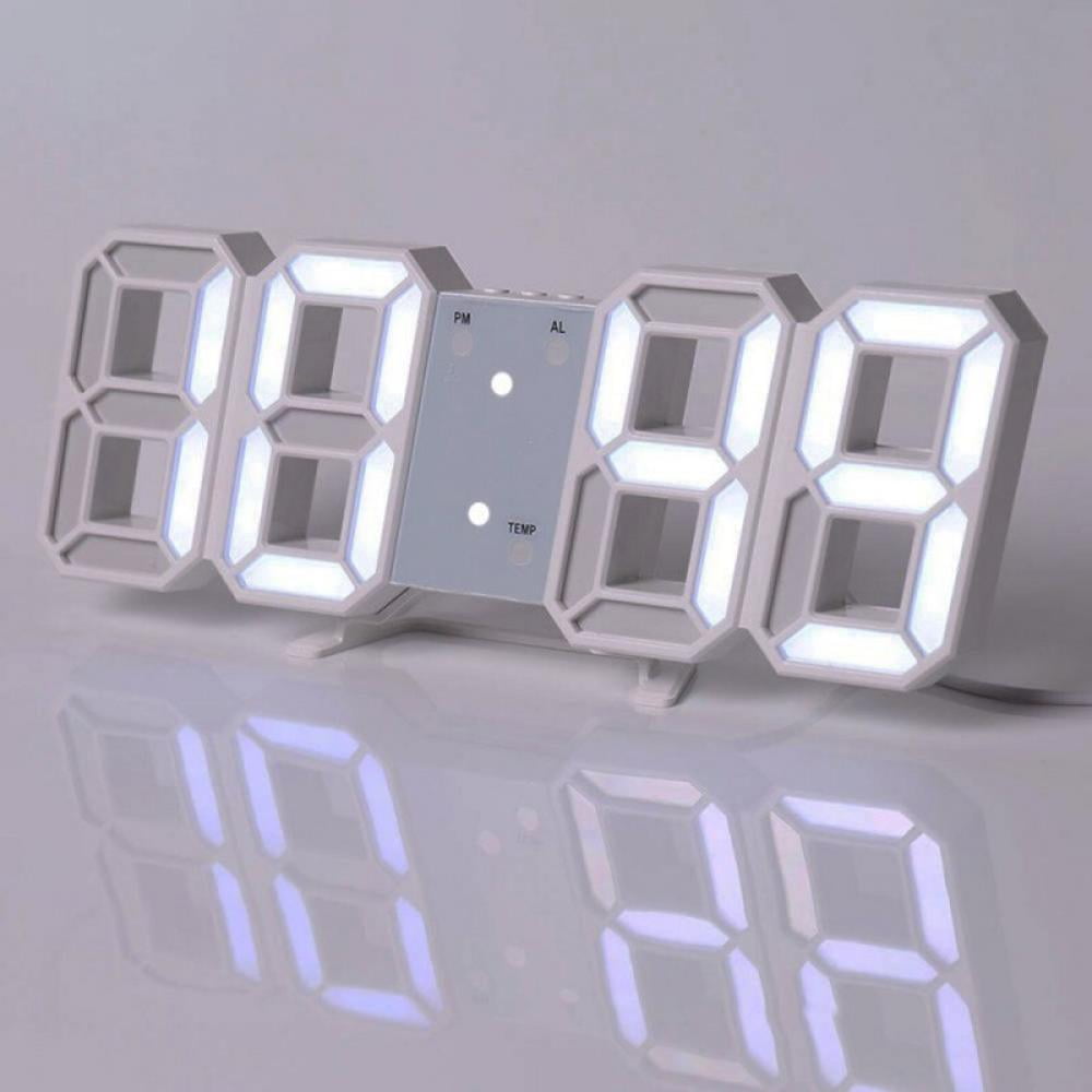 Nouveau 3D numérique DEL Horloge murale alarme snooze Montre 12/24 Heure Affichage USB moderne 