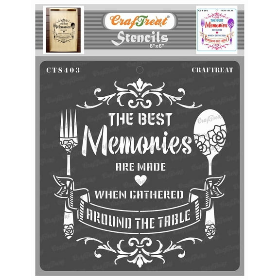 CrafTreat A Dose Of Positivi-Tea and Bon Appetit Stencil for Painting and Crafting - 2 Pcs - 6"x6" each