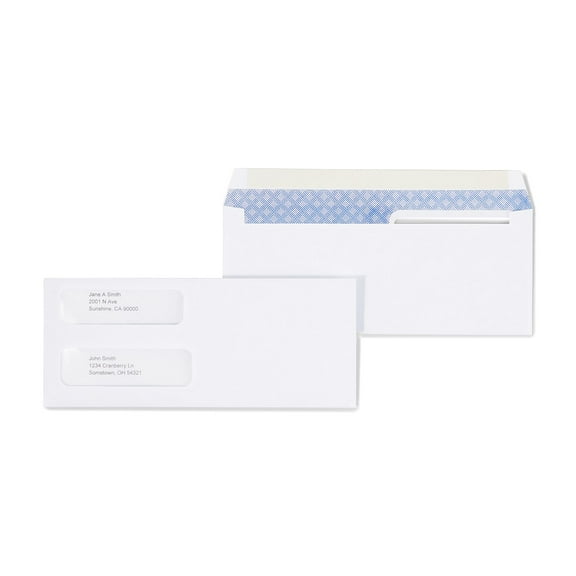Staples Gummed Laser Double-Window Security-Tint Envelopes 500/BX 394062