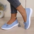 thumbnail image 4 of Women's Lightweight Knit Slip On Walking Shoes Comfortable Low Top Wedge Loafers Breathable Non Slip Ballet Flats Blue Size 6, 4 of 5