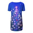 thumbnail image 4 of Camiseta Impresa con Cuello en V de Manga de Raglan de la Parte Trasera Larga Delantera Corta de las Mujeres de Navidad, Vacaciones Informales, 4 of 5