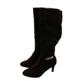 thumbnail image 4 of KAREN SCOTT Womens Choco Brown Chain Accent Padded Hanna Almond Toe Sculpted Heel Zip-Up Dress Boots 6 M, 4 of 7