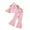 Pink, variant on LYMAYTER Kids Girls Spring Fal Knit Outfits 2 PCS Toddler Mesh Flared Sleeve T-Shirt   Flare Leg Pants for 18M-6T