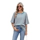 thumbnail image 1 of Top Holgado de Corta con Estampado de Rayas de Colores para Mujer, Rayas Azules y Rosas, Talla XXL, 1 of 6