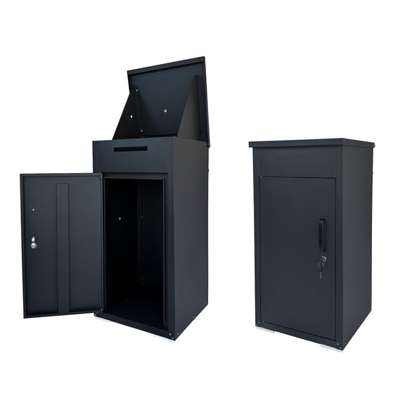 S-HOME Spacious Lockable Mailbox for Outdoor Use Black Cold-Rolled Steel Package Delivery Box with Anti-Theft Security Features