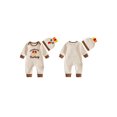 thumbnail image 2 of RUINIXCW Infant Boy Thanksgiving Outfit Waffle Knit Long Sleeve Romper and Hat Set, 2 of 7