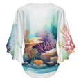 thumbnail image 6 of Watercolor Coral Reef Women's V-Neck Blouse With 3/4 Ruffled Bell Sleeves Casual Top Ladies Blouses, 6 of 7