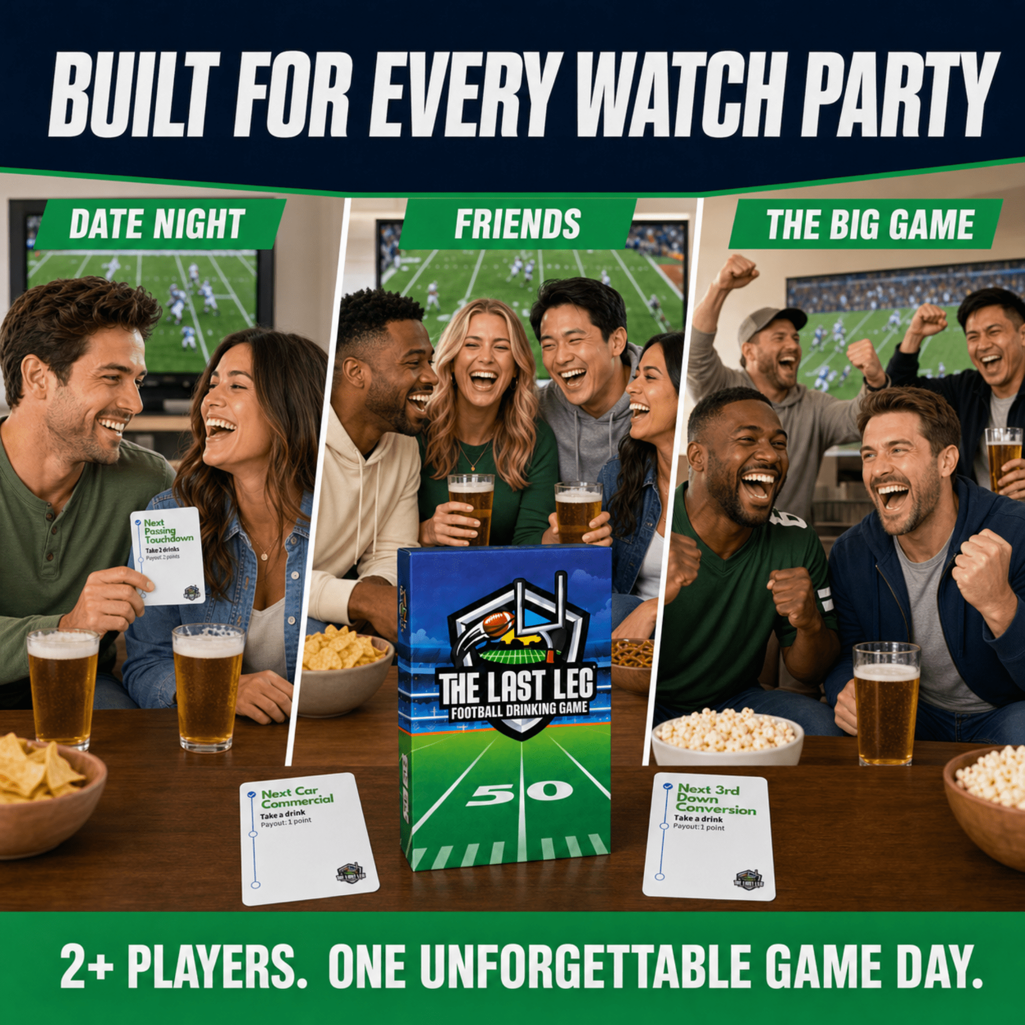 The Last Leg - Football Drinking Game. Perfect for Game Days, Tailgates, Parties, and Pre Games.