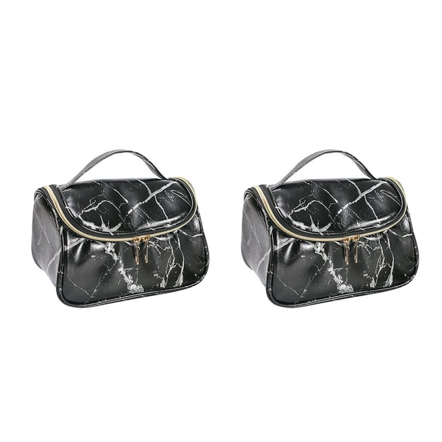 QualitChoice Pattern Cosmetic Bag Convenient Women Storage Handbag Carrying Pouch Holding Container Travel Makeup Organizer Type 4 2Set