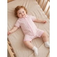 thumbnail image 4 of BemeyourBBs Newborn Baby Boy Girl Summer Clothes 0 3 6 Months Plaid Romper One Piece Outfit Short Sleeve Turn-down Collar Zipper Jumpsuits Shorts, 4 of 9