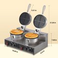 thumbnail image 2 of Bingirl Commercial Waffle Maker Non-Stick Rotatable Waffle Baker Machine Stainless Steel Round Commercial Waffle Maker for Restaurant Home Kitchen 1300W 110V, 2 of 7