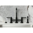thumbnail image 3 of Kingston Brass KS8280DKLBS Kaiser Two-Handle 4-Hole Deck Mount Bridge Kitchen Faucet with Brass Side Sprayer in Matte Black, 3 of 8