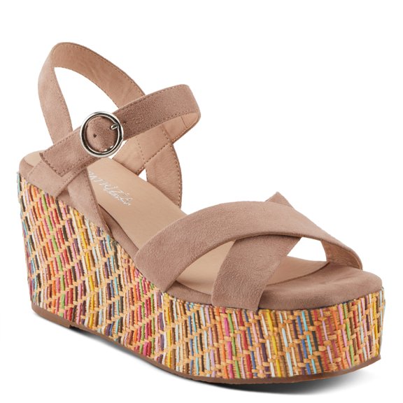Patrizia Women's RAINBOWFUN Multicolor Quarter Strap Wedge Sandals Mauve EU 35 / US 5