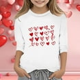 thumbnail image 2 of LUOGENLI T-Shirt pour Filles Imprimé de la Saint-Valentin Mode Fonctionnel Col Rond Manches 3/4 T-Shirt Décontracté Ensemble Maxi Tops Été Blanc 7-8 Ans, 2 of 4