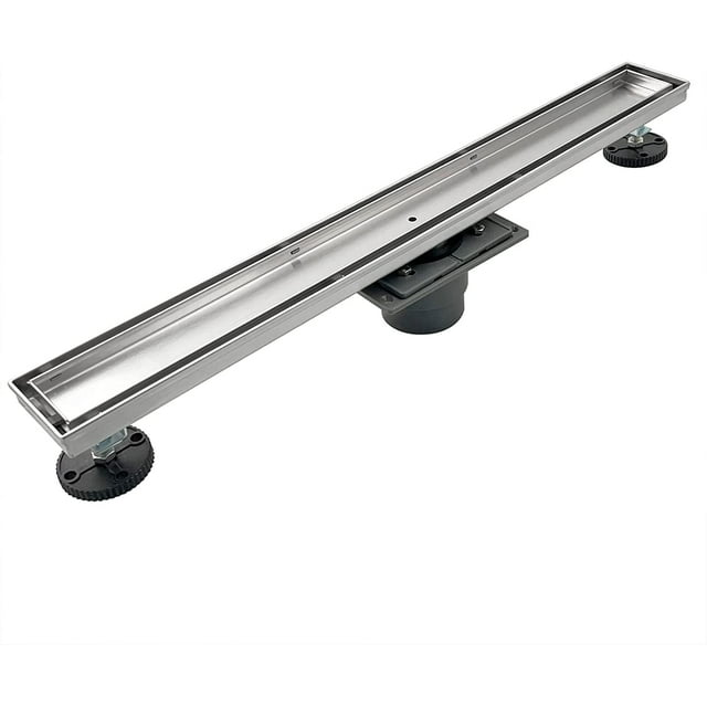 Linear Shower Drain with Tile Insert Grate Professional Brushed Stainless Steel Rectangle Shower Floor Drain Linear Drain with Leveling Feet Hair Strainer
