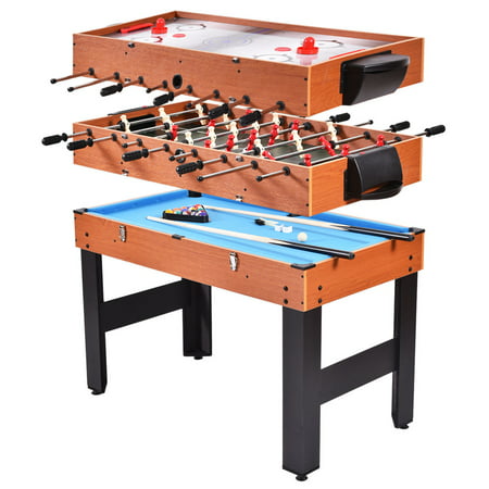 Costway 48'' 3-In-1 Multi Combo Game Table Foosball Soccer Billiards Pool Hockey For