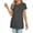 Gray, variant on Women's Round Neck Solid Color T-Shirt Side Slit Casual Short-Sleeved Summer Sports Tunic Top