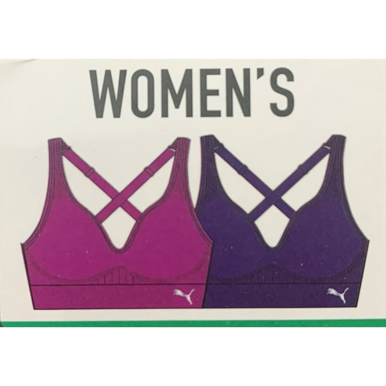 NIB Puma Womens Seamless Sport Bras With DryTech 2 Pack Pink Gray S XL $45