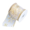 thumbnail image 4 of Christmas Wired Edge Ribbons Durable 9M Comfortable to Touch Cute DIY Crafts White Gold Pattern, 4 of 9