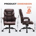 thumbnail image 3 of JONPONY Leather Office Chair, Big and Tall Office Chair 400LBS Wide Seat Ergonomic Computer Desk Chair High Back Executive Leather Chair Adjustable Task Chair, Brown, 3 of 8