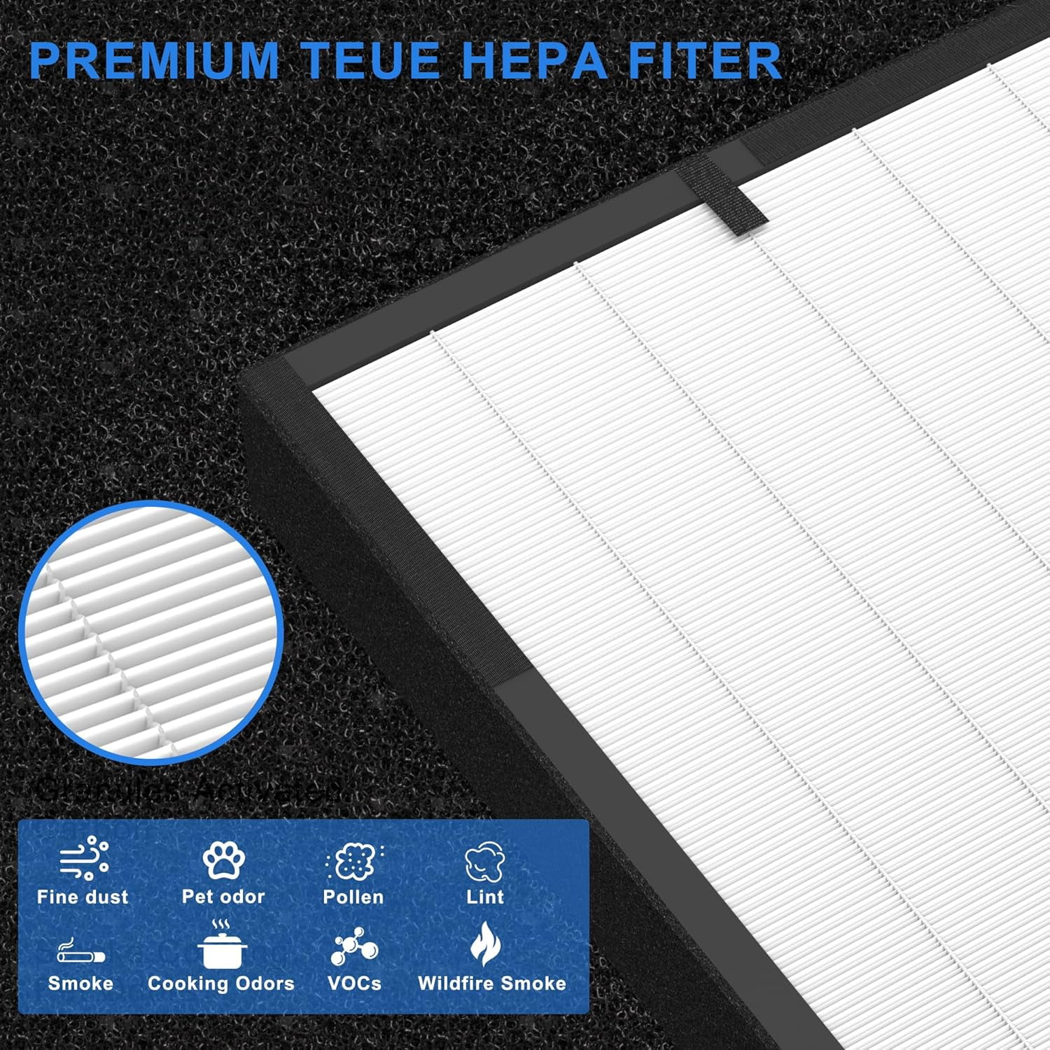 True HEPA 45i Replacement Filter, Compatible with 45i air purifier, Compared # B4-Fresh/FL40-Silver-Carbon, 2 Pack 3-in-1 HEPA Filter + 4 Pcs Activated Carbon Pre Filter