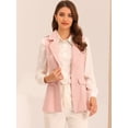 thumbnail image 2 of Chaqueta sin mangas con solapa de tweed a cuadros para mujer con bolsillos Rosa XL, 2 of 6