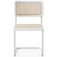 thumbnail image 4 of Maklaine Mid-Century Metal & Rattan Dining Chair in White/Natural (Set of 2), 4 of 7
