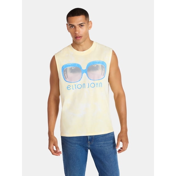 Elton John Men's & Big Men's Graphic Muscle Tank Top, Sizes XS-3XL