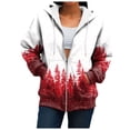 thumbnail image 5 of felwors Christmas Zip Up Hoodie Women Reindeer Snowflake Hooded Sweatshirts Drawstring Jacket With Pockets Casual Tops Wine, S, 5 of 7