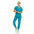 thumbnail image 5 of Hey Collection Womens Stretch Colorful V-Neck Jogger Scrubs Set, Medical Nursing Tops with Four Pocket Scrubs Jogger Pants, 5 of 5