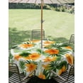 thumbnail image 3 of Outdoor Tablecloth with Umbrella Hole Zipper Summer Flowers Round Tablecloth 60" Waterproof Outside Table Cloth Orange Botanical Florals Green Leaves Patio Table Cover Tablecloths for Picnic Party, 3 of 8