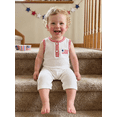 thumbnail image 6 of BemeyourBBs Newborn Baby Boy 4th of July Outfit Patriot Independent Day Clothes Fourth of July Baby Boys Waffled Romper Star Striped Embroidered Plaid Trim Button Sleeveless Jumpsuit, 6 of 9